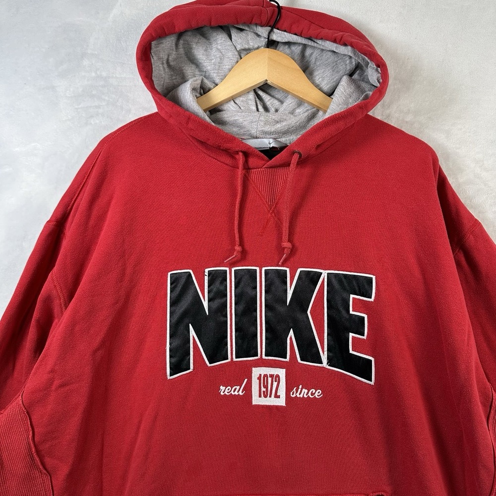 Vintage Nike Hoodie Men XL Faded Red Sweatshirt Sweater Spell Out Y2K 2000s